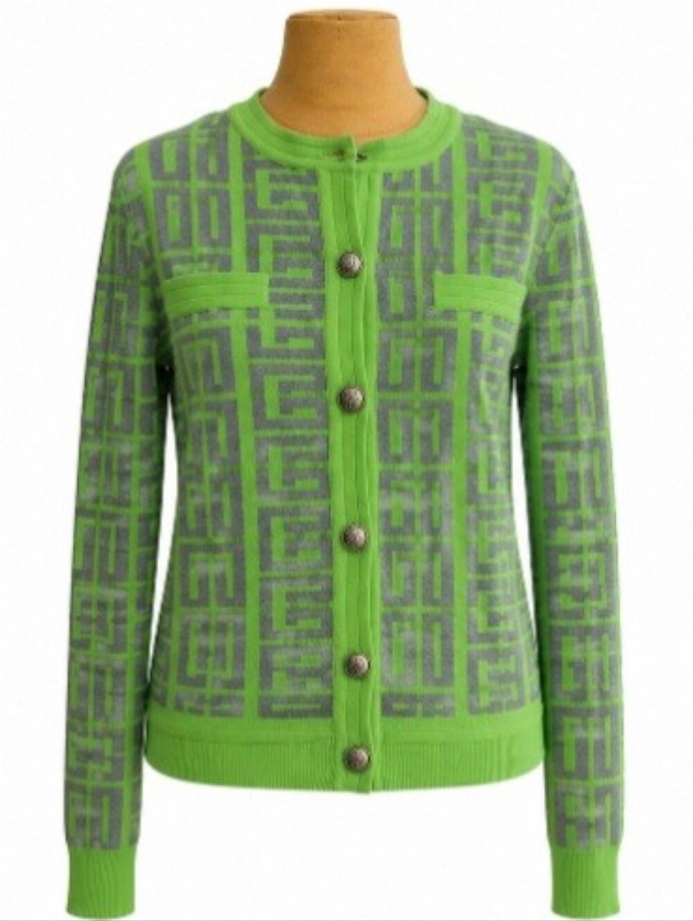 🍁 Akira ShopAkira Green Gray Geometric Knit Cardigan Size M